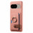 For Google Pixel 9 / 9 Pro Case Ring Holder Kickstand Card Slot Leather Phone Back Cover - Pink - 4