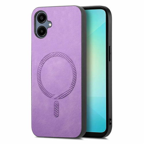 For Samsung Galaxy A06 4G Leather Back Magnetic Case Skin-Touch Phone Cover - Purple - 1