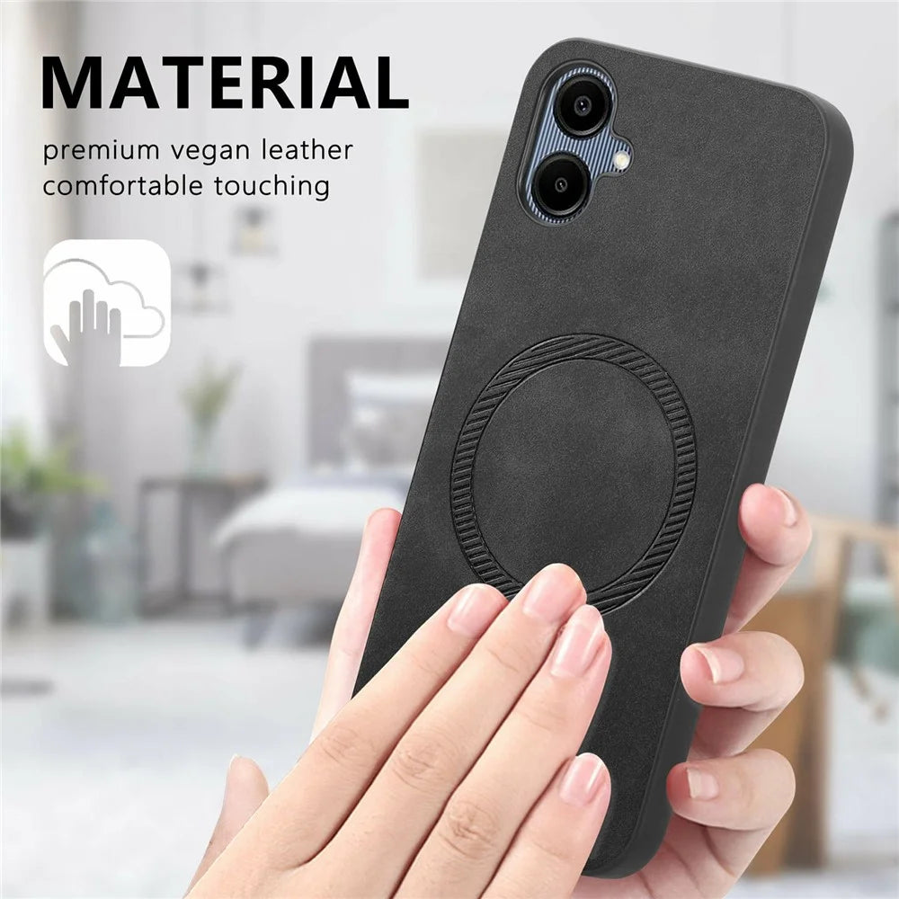 For Samsung Galaxy A06 4G Leather Back Magnetic Case Skin-Touch Phone Cover - Purple - 5