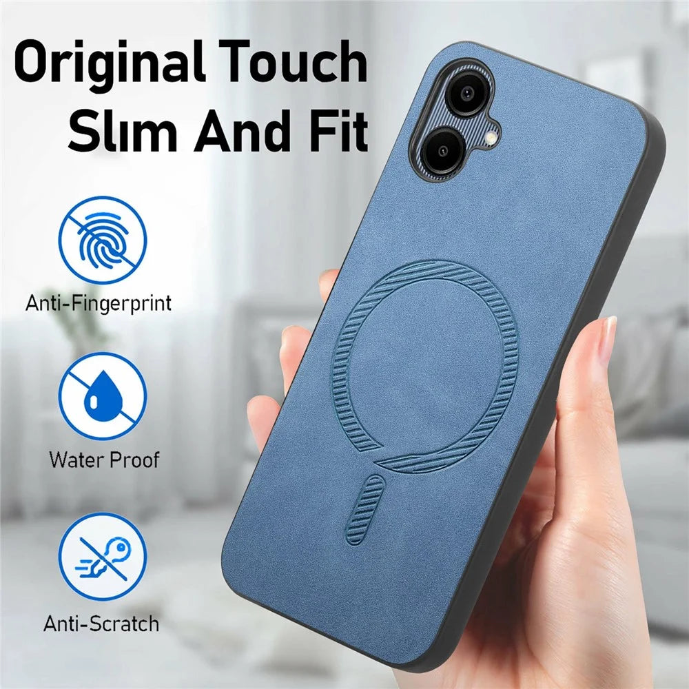 For Samsung Galaxy A06 4G Leather Back Magnetic Case Skin-Touch Phone Cover - Purple - 7