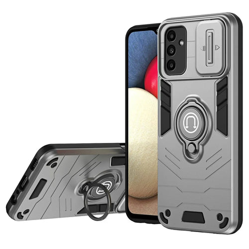 For Samsung Galaxy A16 4G / A16 5G Case Slide Camshield Kickstand PC+TPU Phone Cover - Grey - 1