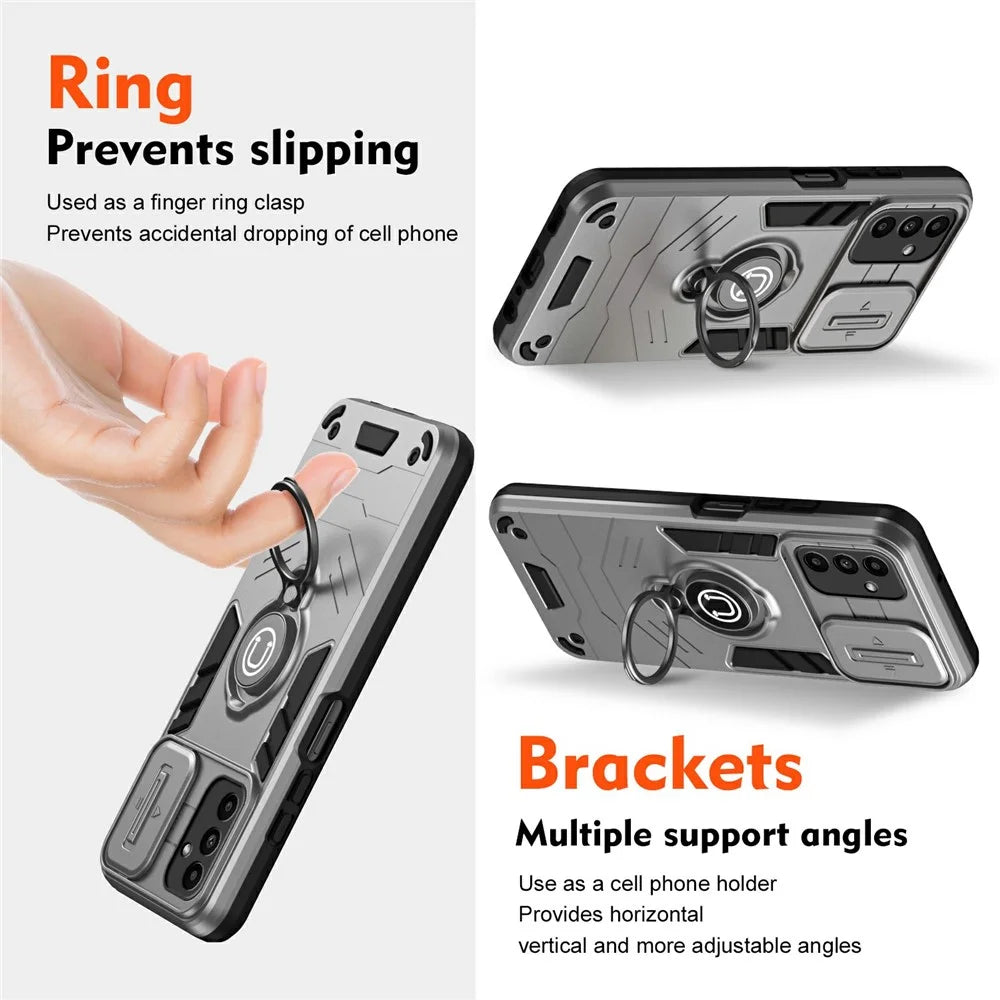 For Samsung Galaxy A16 4G / A16 5G Case Slide Camshield Kickstand PC+TPU Phone Cover - Grey - 2
