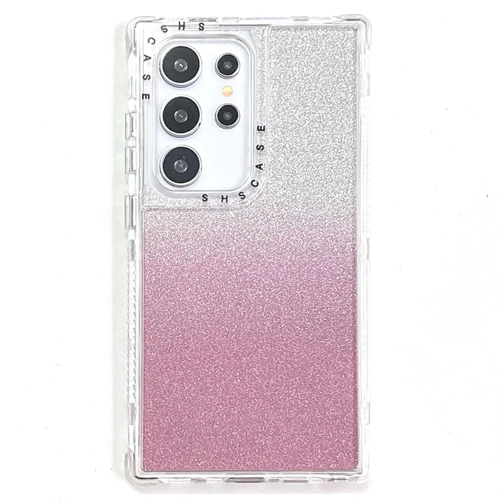 For Samsung Galaxy S24 Ultra Case Glitter Design PC+TPU Shockproof Phone Cover - Pink - 1