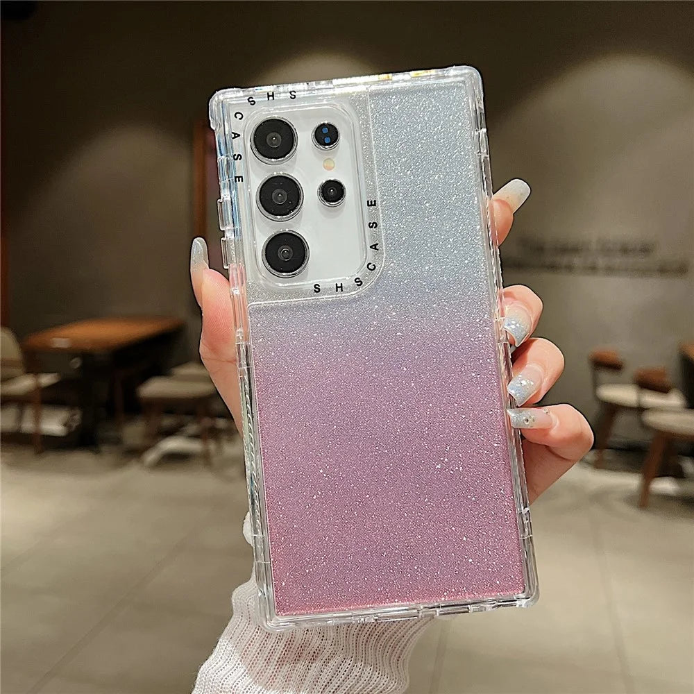 For Samsung Galaxy S24 Ultra Case Glitter Design PC+TPU Shockproof Phone Cover - Pink - 2