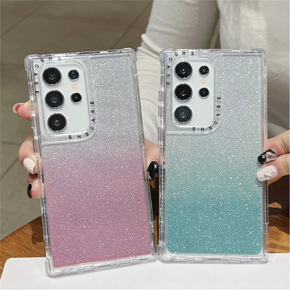 For Samsung Galaxy S24 Ultra Case Glitter Design PC+TPU Shockproof Phone Cover - Pink - 3