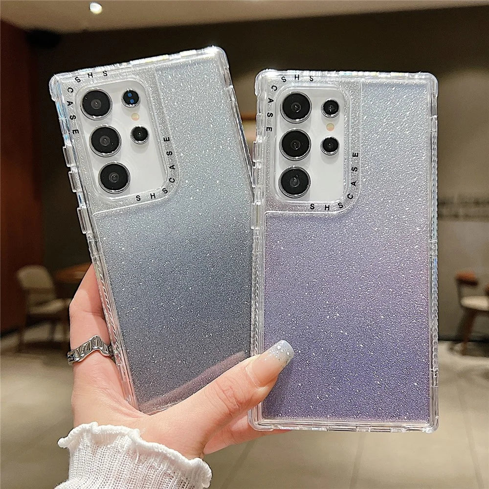 For Samsung Galaxy S24 Ultra Case Glitter Design PC+TPU Shockproof Phone Cover - Pink - 5