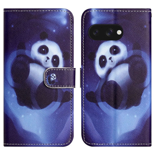 For Google Pixel 9a Case Pattern Print PU Leather Wallet Phone Cover Cross Texture - Panda - 1