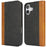 For iPhone 16 Case Calf Texture 3 Card Slots Color Splicing Leather Phone Cover - Black+Yellow - 1