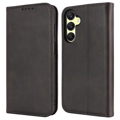 For Samsung Galaxy A16 5G / 4G Case PU Leather Calf Textured Magnetic Closing Smart Phone Cover - Black - 1