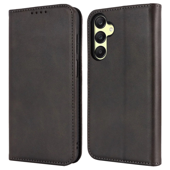 For Samsung Galaxy A16 5G / 4G Case PU Leather Calf Textured Magnetic Closing Smart Phone Cover - Black - 1