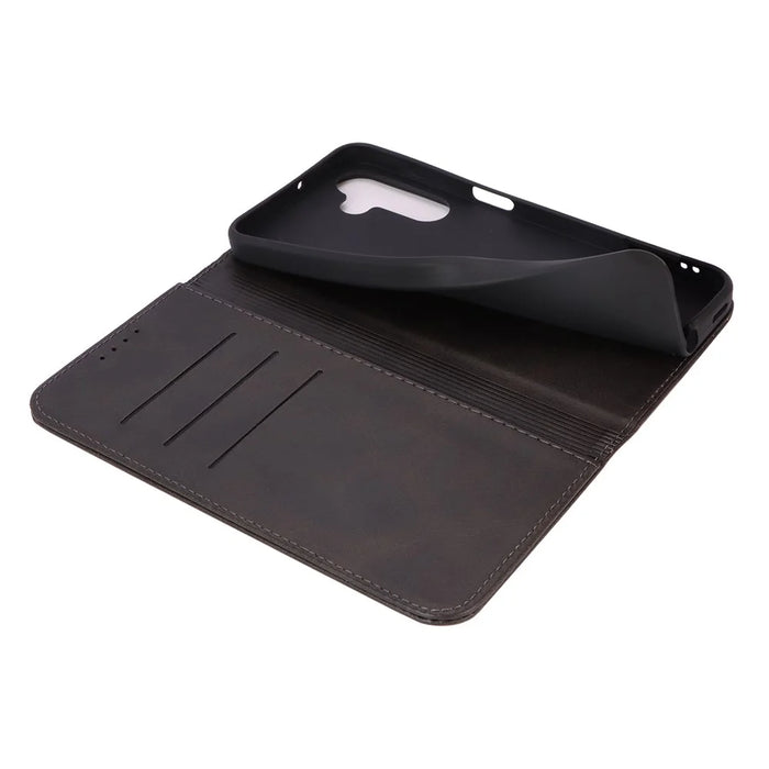 For Samsung Galaxy A16 5G / 4G Case PU Leather Calf Textured Magnetic Closing Smart Phone Cover - Black - 5