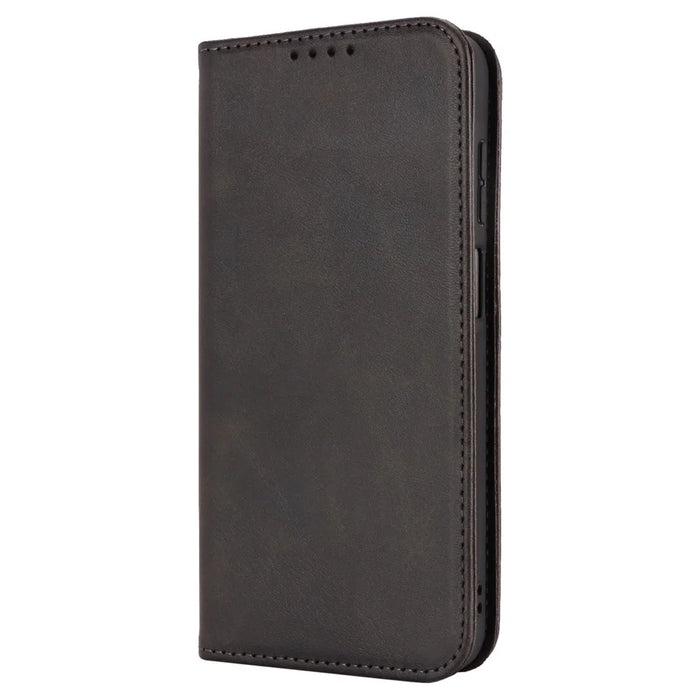 For Samsung Galaxy A16 5G / 4G Case PU Leather Calf Textured Magnetic Closing Smart Phone Cover - Black - 6