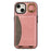 For iPhone 14 PU Leather Back Case Card Holder Kickstand Phone Cover with Wrist Strap - Pink - 5