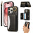 For iPhone 14 Pro Max PU Leather Back Case Card Holder Kickstand Phone Cover with Wrist Strap - Black - 1
