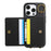 For iPhone 16 Pro Max PU Leather Back Case Card Holder Kickstand Phone Cover with Wrist Strap - Black - 2
