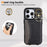 For iPhone 16 Pro Max PU Leather Back Case Card Holder Kickstand Phone Cover with Wrist Strap - Black - 5