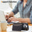 For iPhone 16 Pro Max PU Leather Back Case Card Holder Kickstand Phone Cover with Wrist Strap - Black - 7