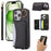 For iPhone 16 Pro PU Leather Back Case Card Holder Kickstand Phone Cover with Wrist Strap - Black - 1