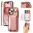 For iPhone 15 Pro Max PU Leather Back Case Card Holder Kickstand Phone Cover with Wrist Strap - Pink - 1