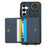 For Samsung Galaxy A35 5G PU Leather Back Case Card Holder Kickstand Phone Cover with Wrist Strap - Blue - 2