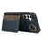 For Samsung Galaxy A35 5G PU Leather Back Case Card Holder Kickstand Phone Cover with Wrist Strap - Blue - 3