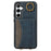 For Samsung Galaxy A35 5G PU Leather Back Case Card Holder Kickstand Phone Cover with Wrist Strap - Blue - 5