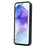 For Samsung Galaxy A35 5G PU Leather Back Case Card Holder Kickstand Phone Cover with Wrist Strap - Blue - 6