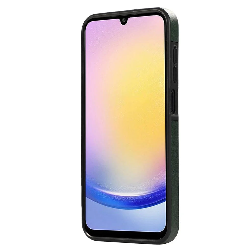 For Samsung Galaxy A25 5G (Global) (161.0 x 76.5 x 8.3mm) PU Leather Back Case Card Holder Kickstand Phone Cover with Wrist Strap - Blue - 6