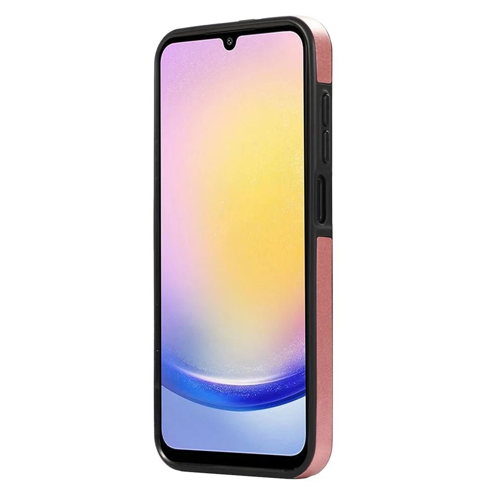 For Samsung Galaxy A14 5G  /  A14 4G PU Leather Back Case Card Holder Kickstand Phone Cover with Wrist Strap - Pink - 6