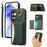 For Samsung Galaxy A34 5G PU Leather Back Case Card Holder Kickstand Phone Cover with Wrist Strap - Green - 1