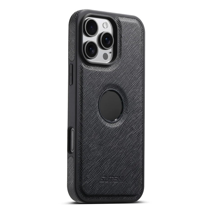 SUTENI M2 For iPhone 16 Pro Max Magnetic Case Cross Texture Leather Back Cover with Detachable Card Bag - Black - 4