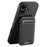 SUTENI M2 For iPhone 16 Magnetic Case Cross Texture Leather Back Cover with Detachable Card Bag - Black - 1