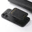 SUTENI M2 For iPhone 16 Magnetic Case Cross Texture Leather Back Cover with Detachable Card Bag - Black - 6