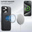 SUTENI G1 For iPhone 16 Pro Max Case Compatible with MagSafe Cross Texture Leather+TPU Phone Cover - Black - 4