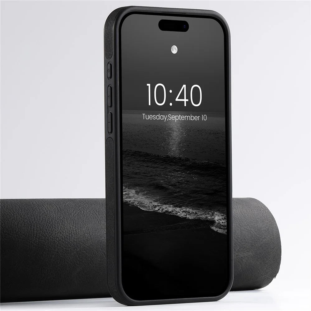 SUTENI G2 For iPhone 16 Magnetic Case Kickstand Litchi Texture Leather+TPU Cover - Black - 2