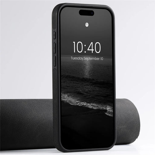 SUTENI G2 For iPhone 16 Magnetic Case Kickstand Litchi Texture Leather+TPU Cover - Black - 2