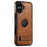 SUTENI G2 For iPhone 16 Plus Magnetic Case Leather Phone Back Cover Waxy Texture Kickstand - Brown - 1