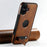 SUTENI G2 For iPhone 16 Plus Magnetic Case Leather Phone Back Cover Waxy Texture Kickstand - Brown - 2