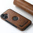 SUTENI G2 For iPhone 16 Plus Magnetic Case Leather Phone Back Cover Waxy Texture Kickstand - Brown - 7