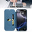 For iPhone 16 Pro Max Case Card Holder Kickstand Liquid Silicone Phone Cover - Sapphire - 2