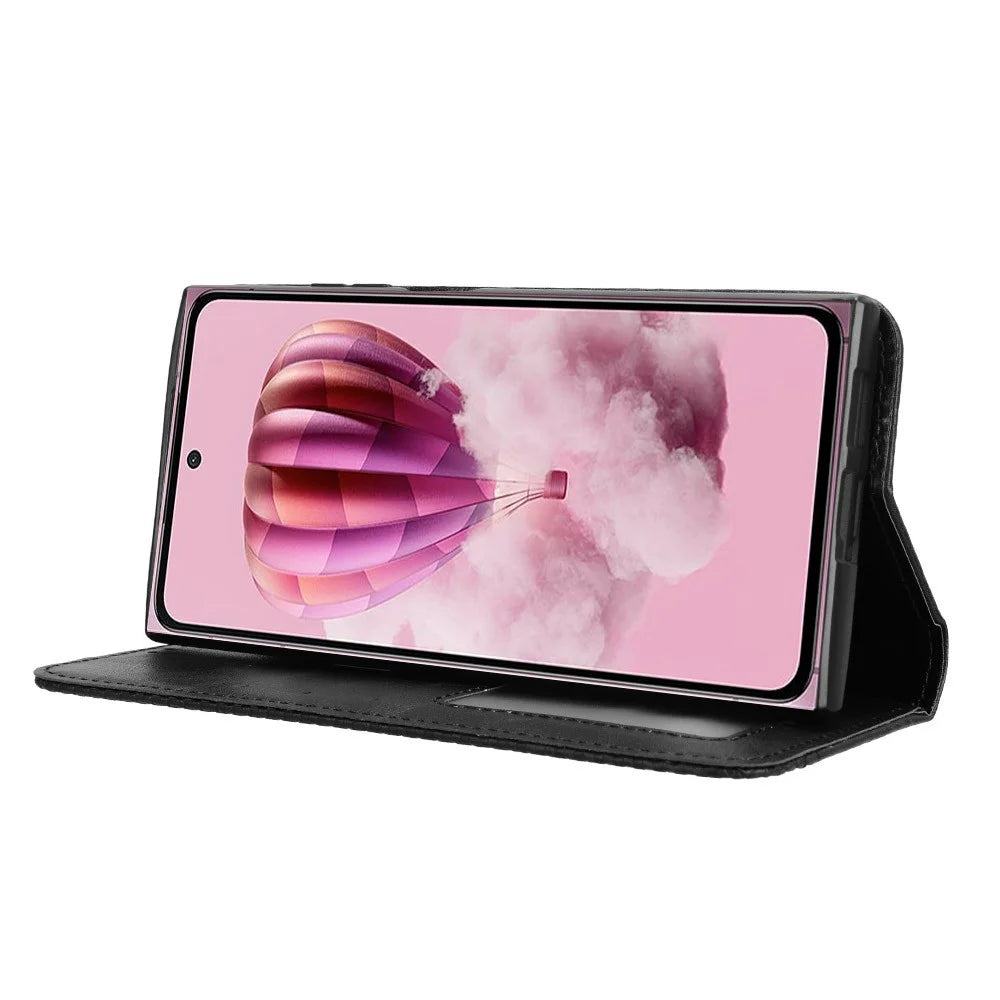 For HMD Skyline Leather Case Wallet Stand Retro Texture Phone Cover - Black - 3
