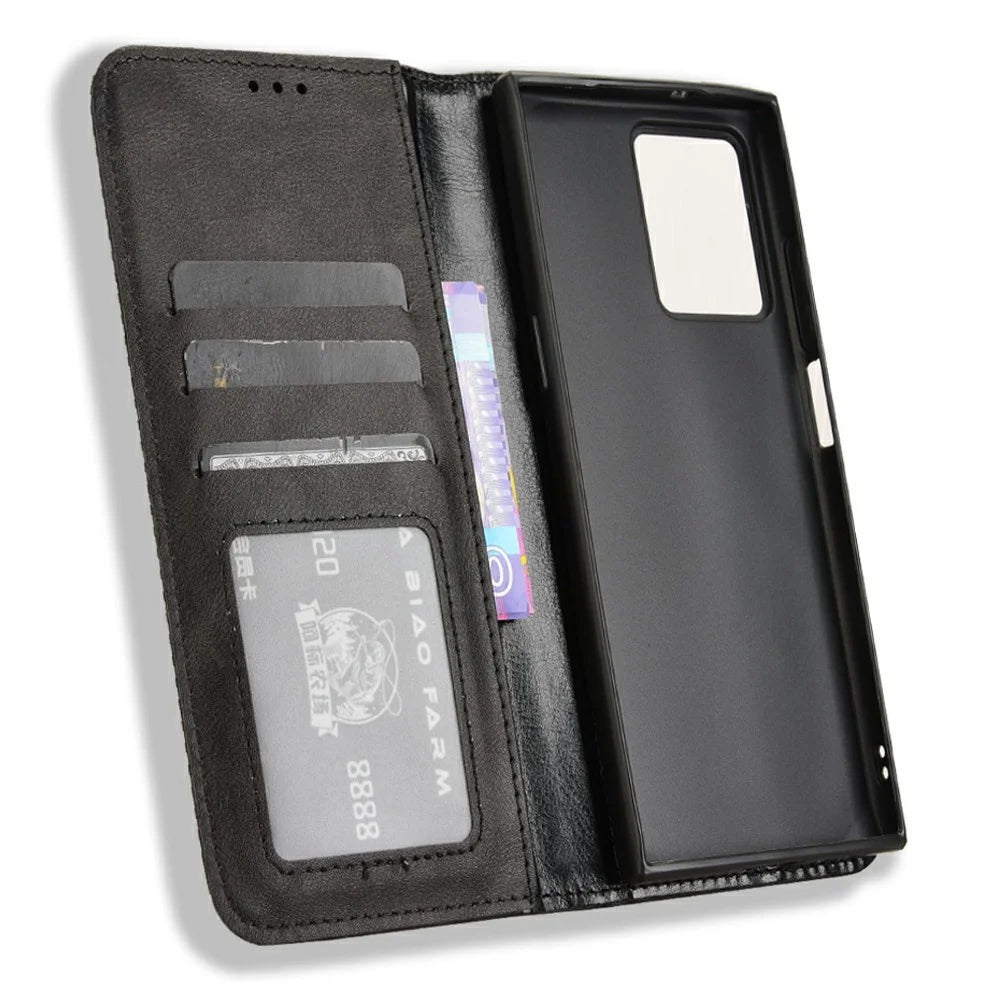 For HMD Skyline Leather Case Wallet Stand Retro Texture Phone Cover - Black - 5