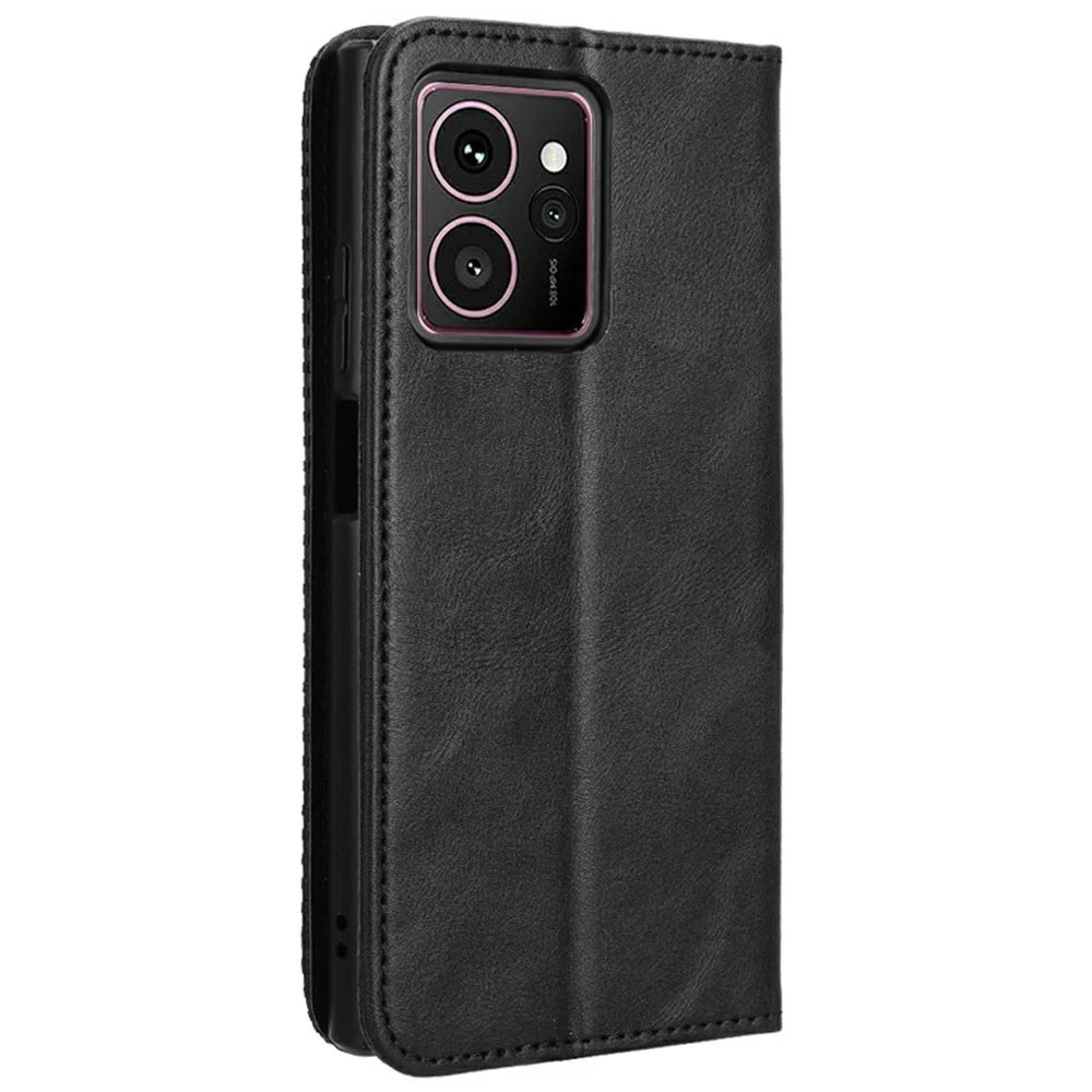 For HMD Skyline Leather Case Wallet Stand Retro Texture Phone Cover - Black - 7