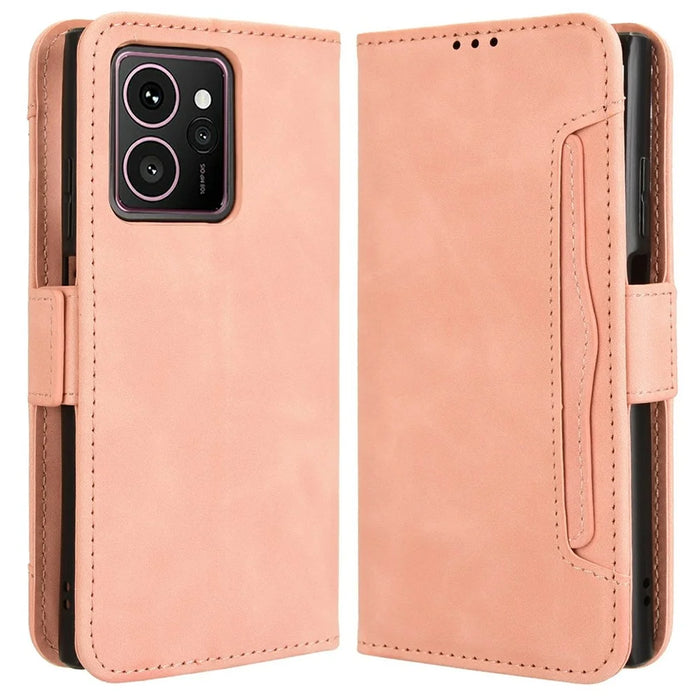 For HMD Skyline Leather Case Phone Wallet Cover with Multiple Card Slots - Pink - 1