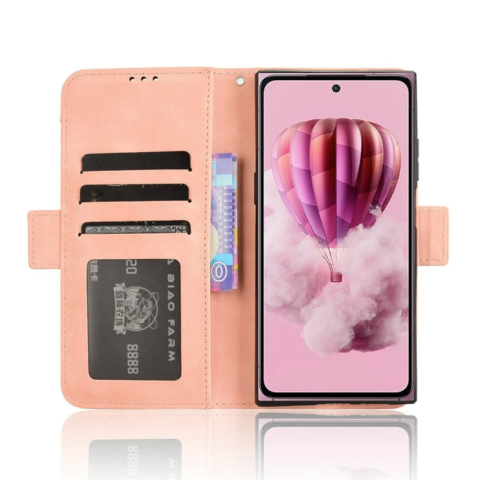 For HMD Skyline Leather Case Phone Wallet Cover with Multiple Card Slots - Pink - 3