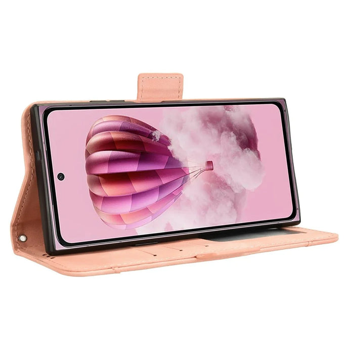 For HMD Skyline Leather Case Phone Wallet Cover with Multiple Card Slots - Pink - 4