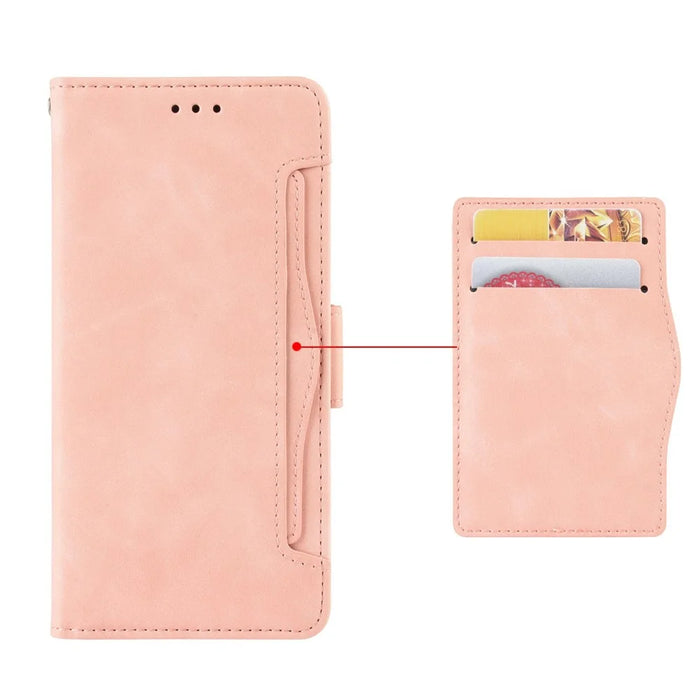 For HMD Skyline Leather Case Phone Wallet Cover with Multiple Card Slots - Pink - 6