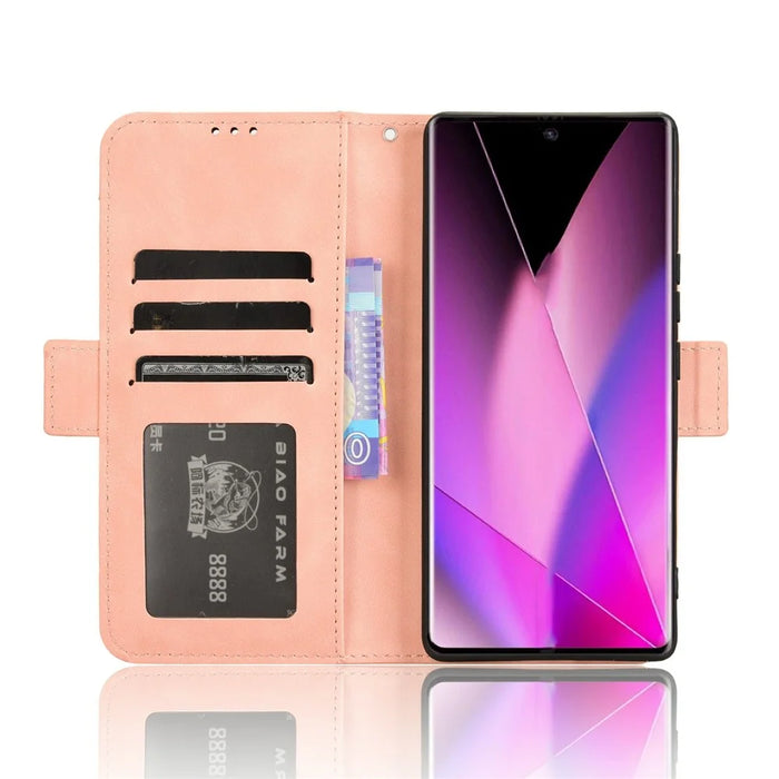 For Infinix Zero 40 5G X6861 Leather Case Phone Wallet Cover with Multiple Card Slots - Pink - 3
