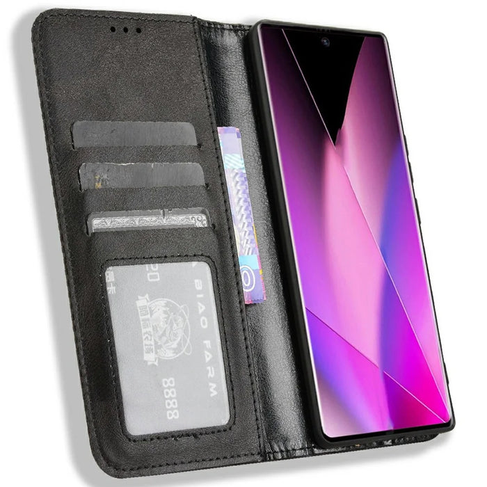 For Infinix Zero 40 5G X6861 Leather Case Wallet Stand Retro Texture Phone Cover - Black - 2