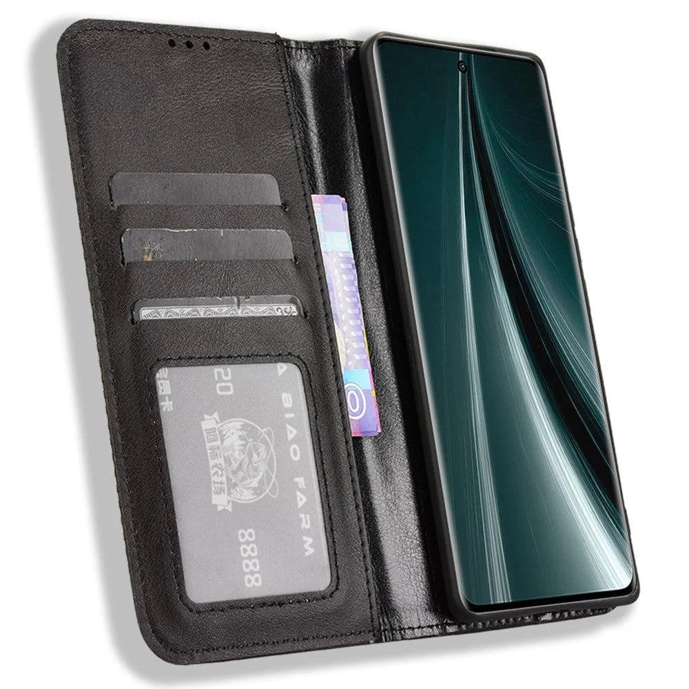 For vivo T3 Pro 5G / iQOO Z9s Pro 5G Leather Case Wallet Stand Retro Texture Phone Cover - Black - 2